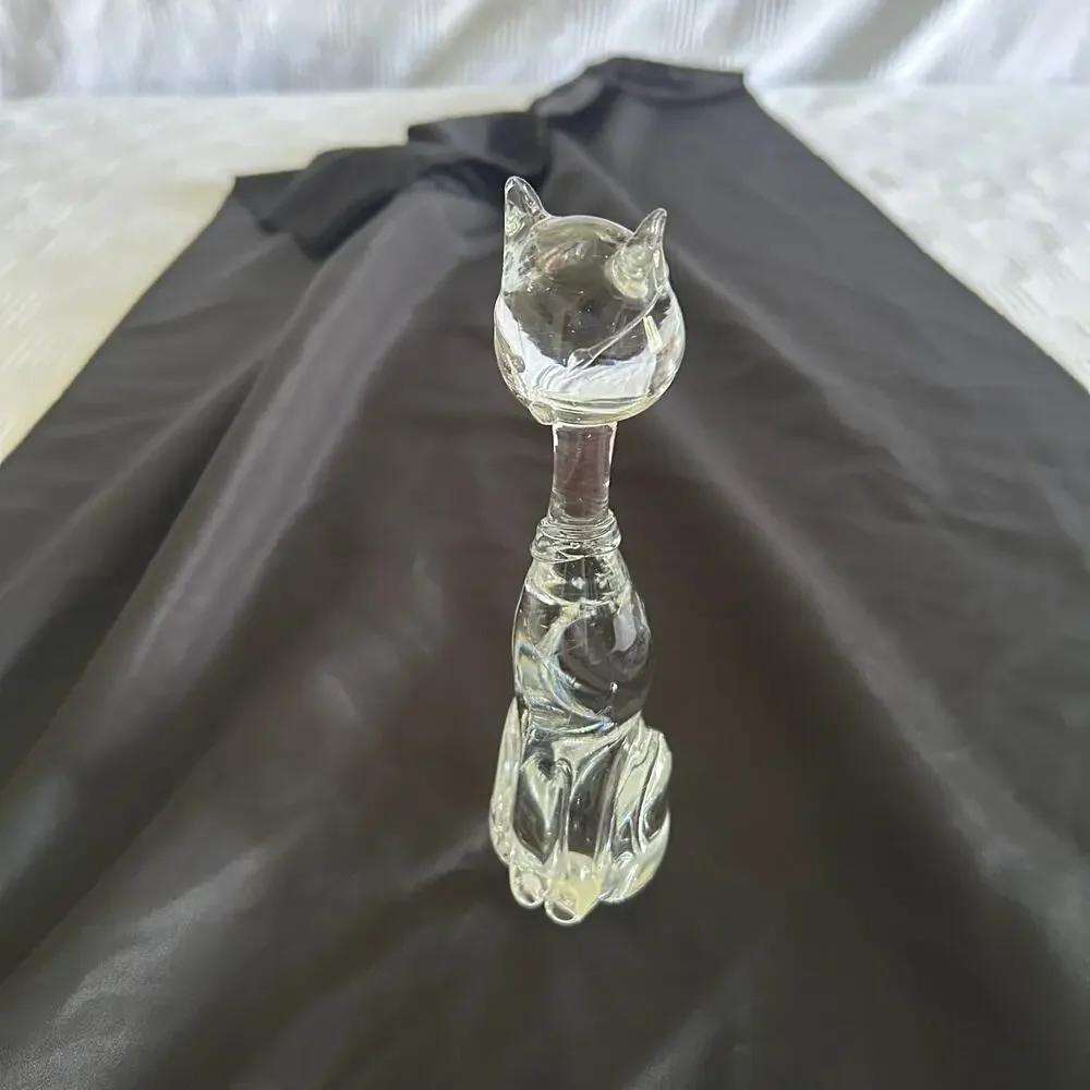 Cat Glass Art Figure MCM 7.5